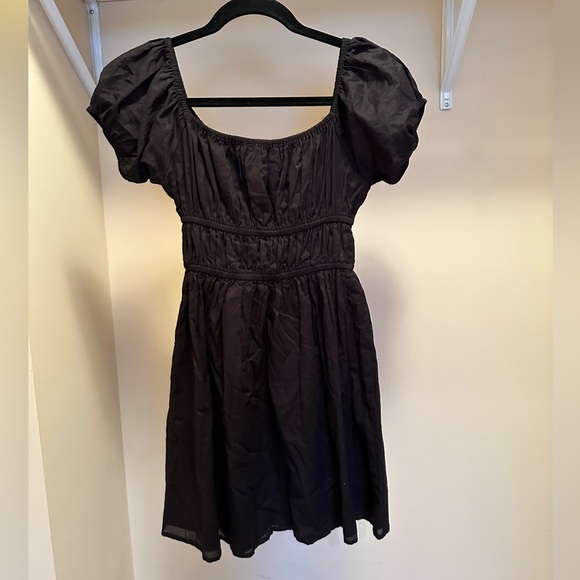 Faithfull the Brand black mini dress xs 2 off the shoulder square neckline - Picture 10 of 11